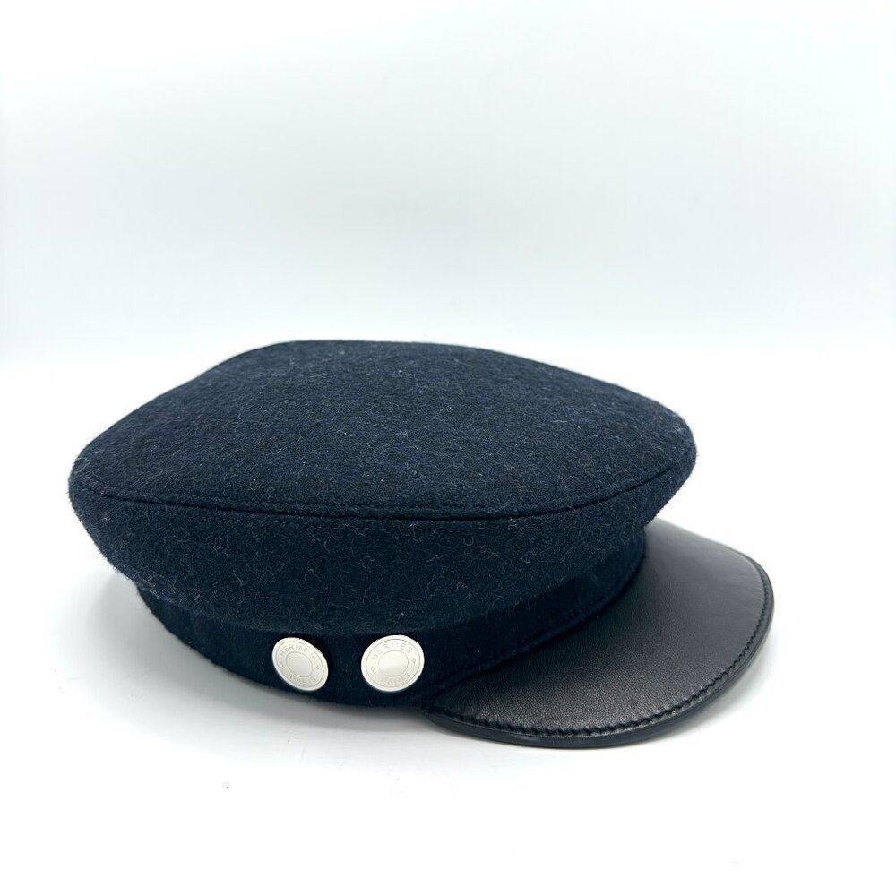 Hermes Blue Wool Lambskin Cap Sz 57